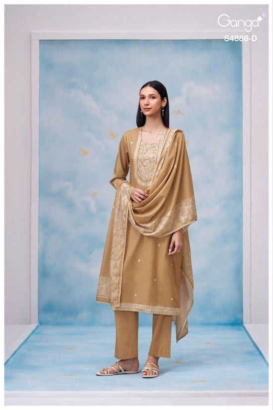 Ganga Driyara 4888 Cotton Printed Hand Embroidered Dress Material