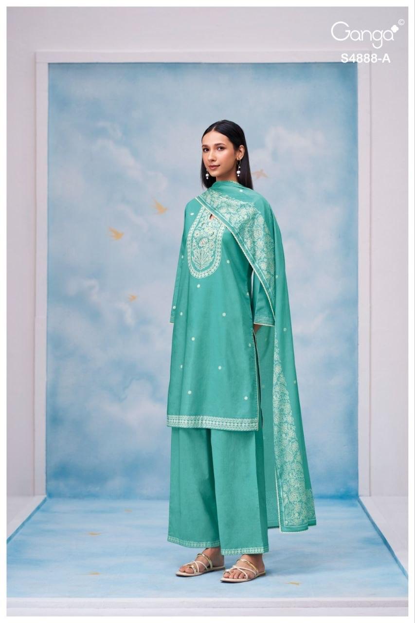 Ganga Driyara 4888 Cotton Printed Hand Embroidered Dress Material