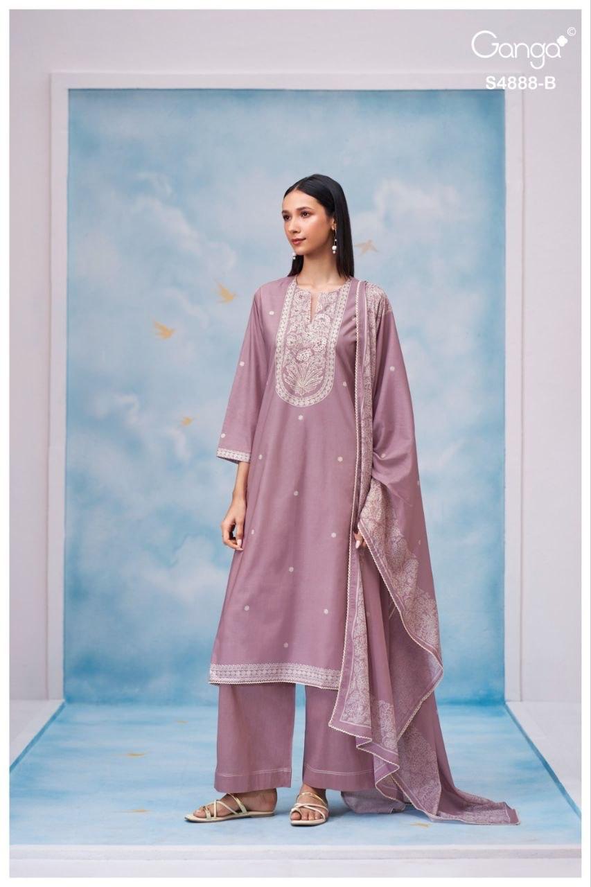 Ganga Driyara 4888 Cotton Printed Hand Embroidered Dress Material