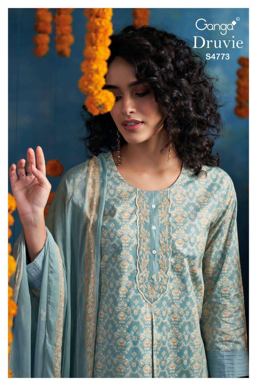 Ganga Fashion Druvie 4773 Premium Cotton Dress Material - Amrah Wholesale