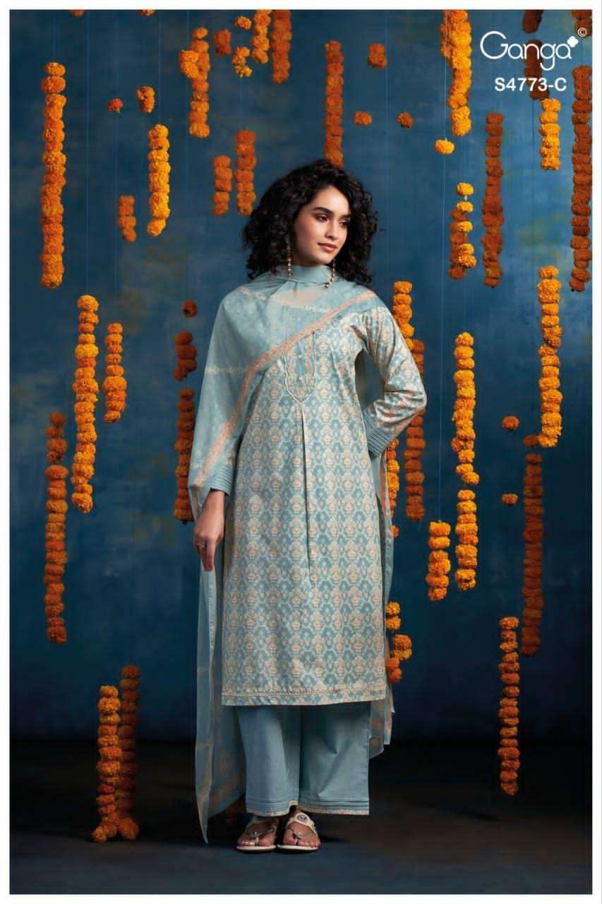 Ganga Fashion Druvie 4773 Premium Cotton Dress Material - Amrah Wholesale