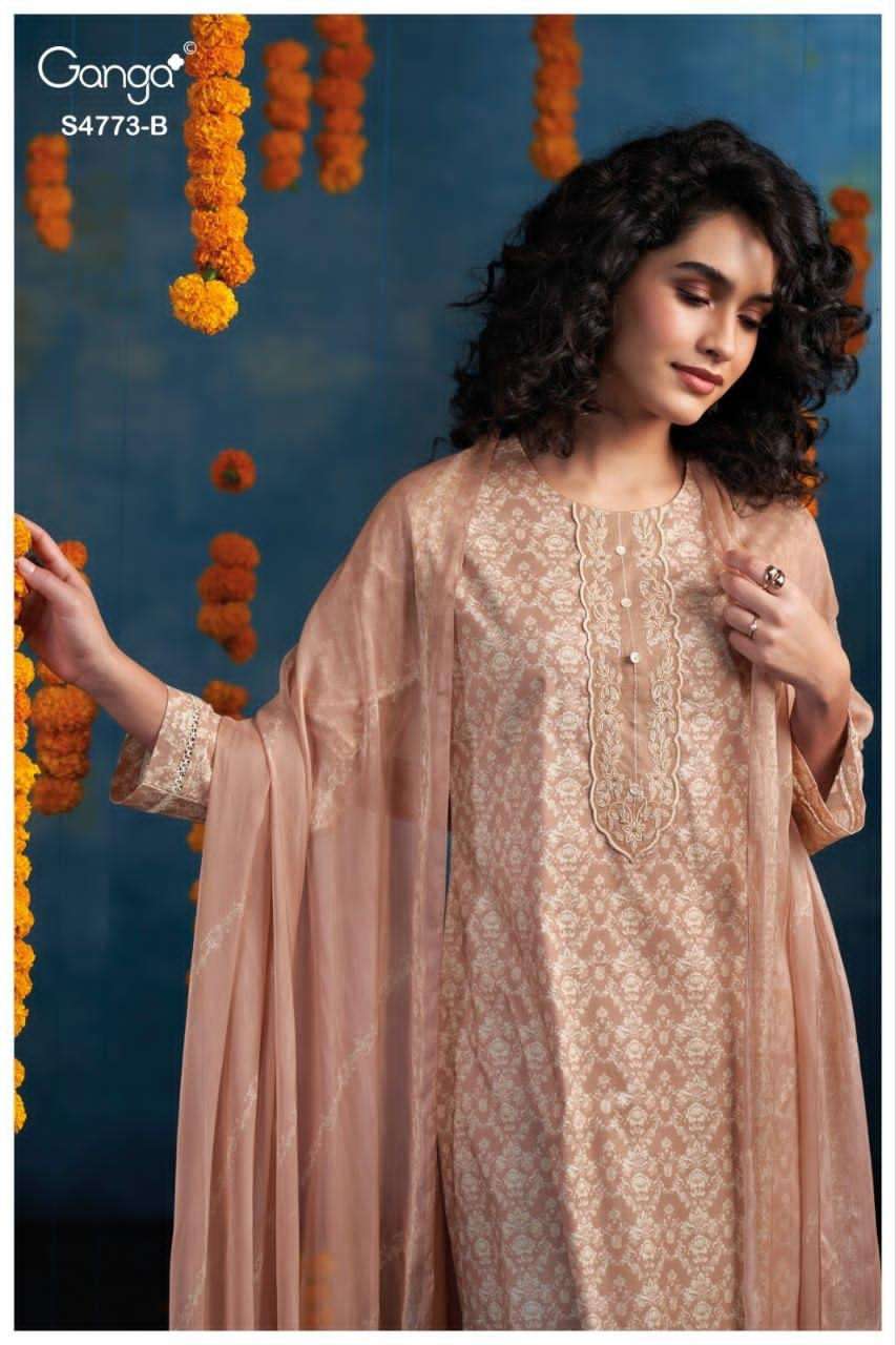 Ganga Fashion Druvie 4773 Premium Cotton Dress Material - Amrah Wholesale