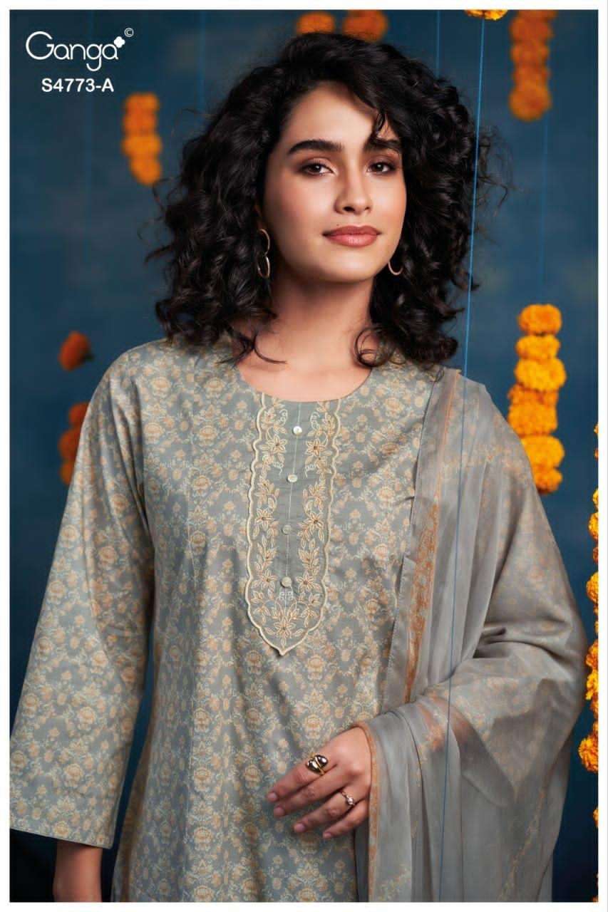 Ganga Fashion Druvie 4773 Premium Cotton Dress Material - Amrah Wholesale