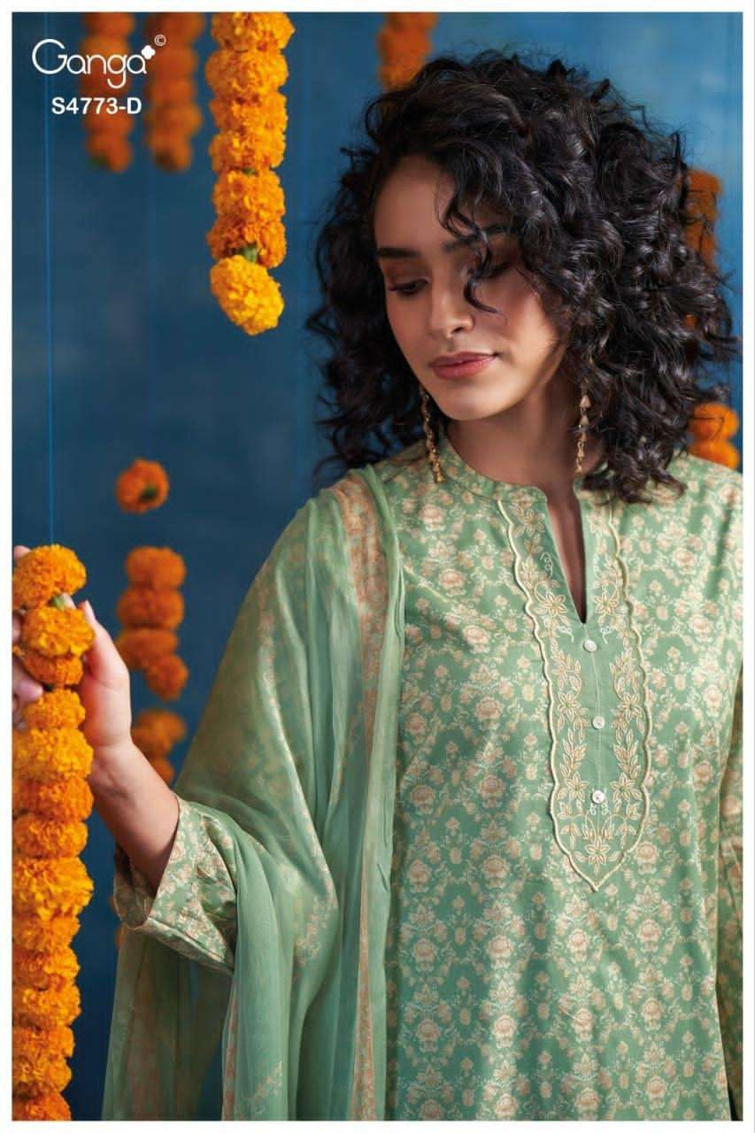 Ganga Fashion Druvie 4773 Premium Cotton Dress Material - Amrah Wholesale