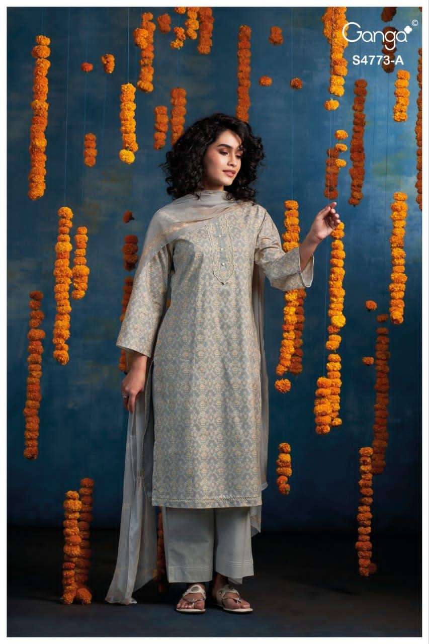 Ganga Fashion Druvie 4773 Premium Cotton Dress Material - Amrah Wholesale