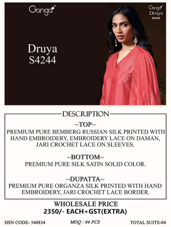 Ganga Fashion Druvya 4244 Russian Silk Dress Material Collection