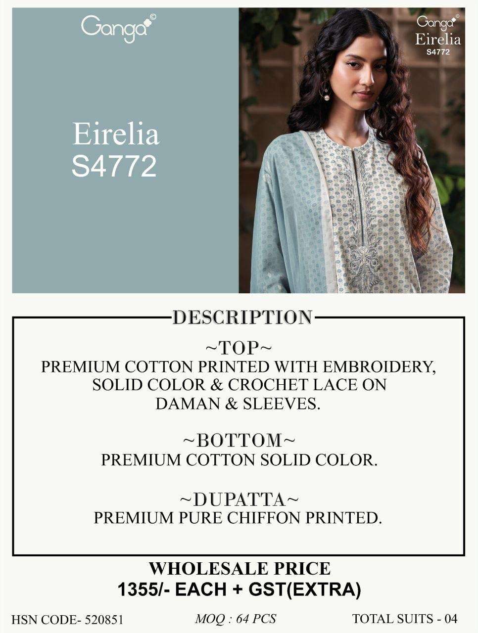 Ganga Fashion Eirelia 4772 Cotton Printed Dress Material - Amrah Wholesale