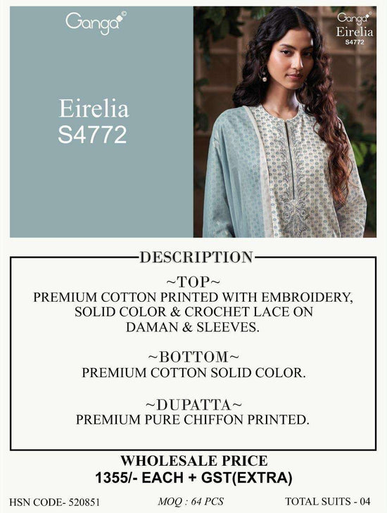 Ganga Fashion Eirelia 4772 Cotton Printed Dress Material - Amrah Wholesale