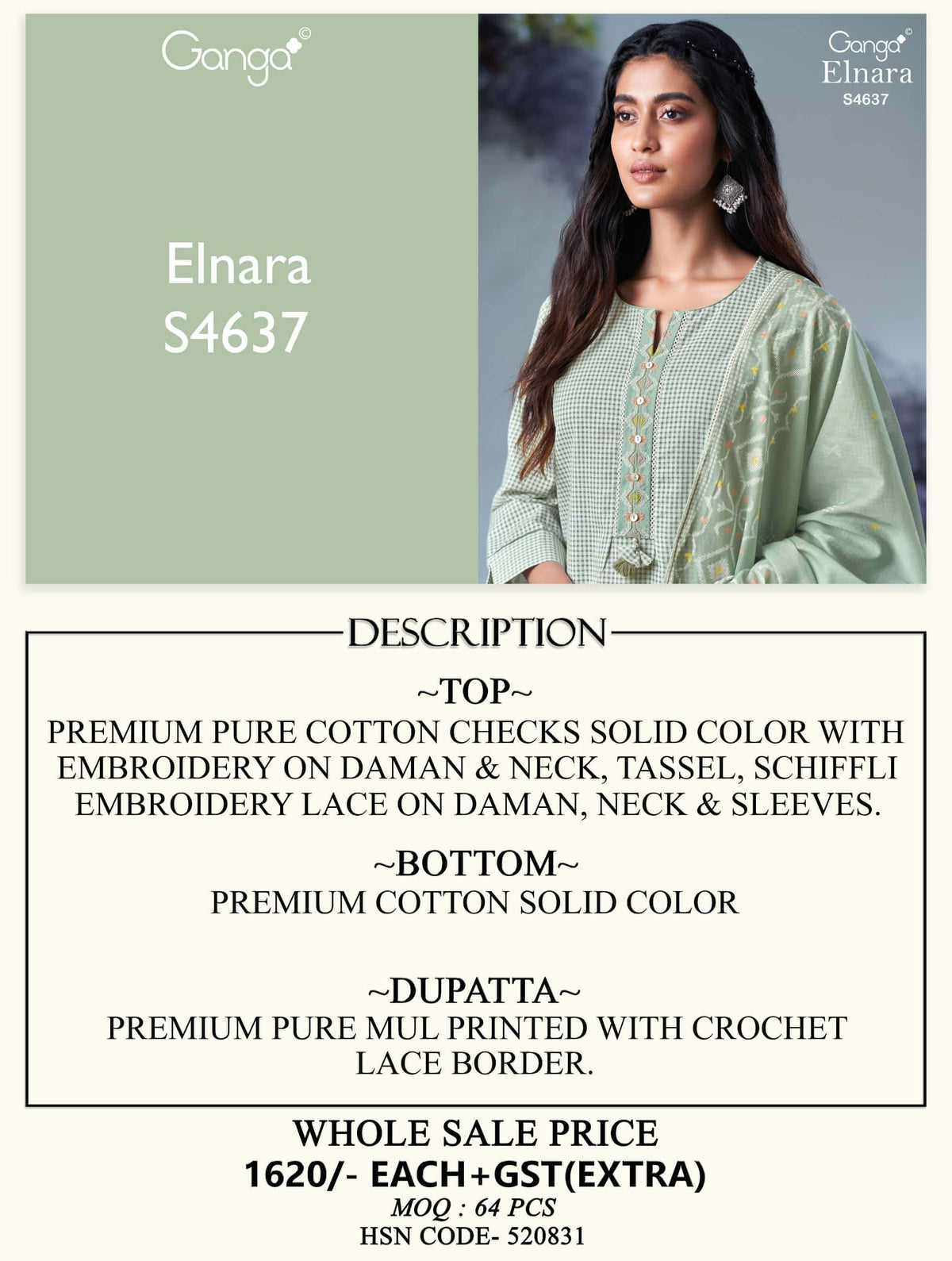 Ganga Fashion Elnara 4637 Dress Material - Amrah Wholesale
