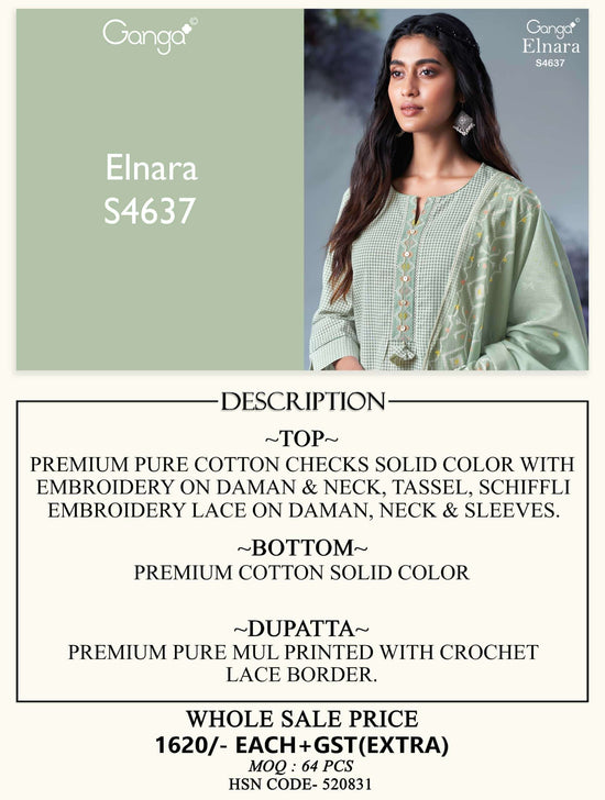 Ganga Fashion Elnara 4637 Dress Material - Amrah Wholesale