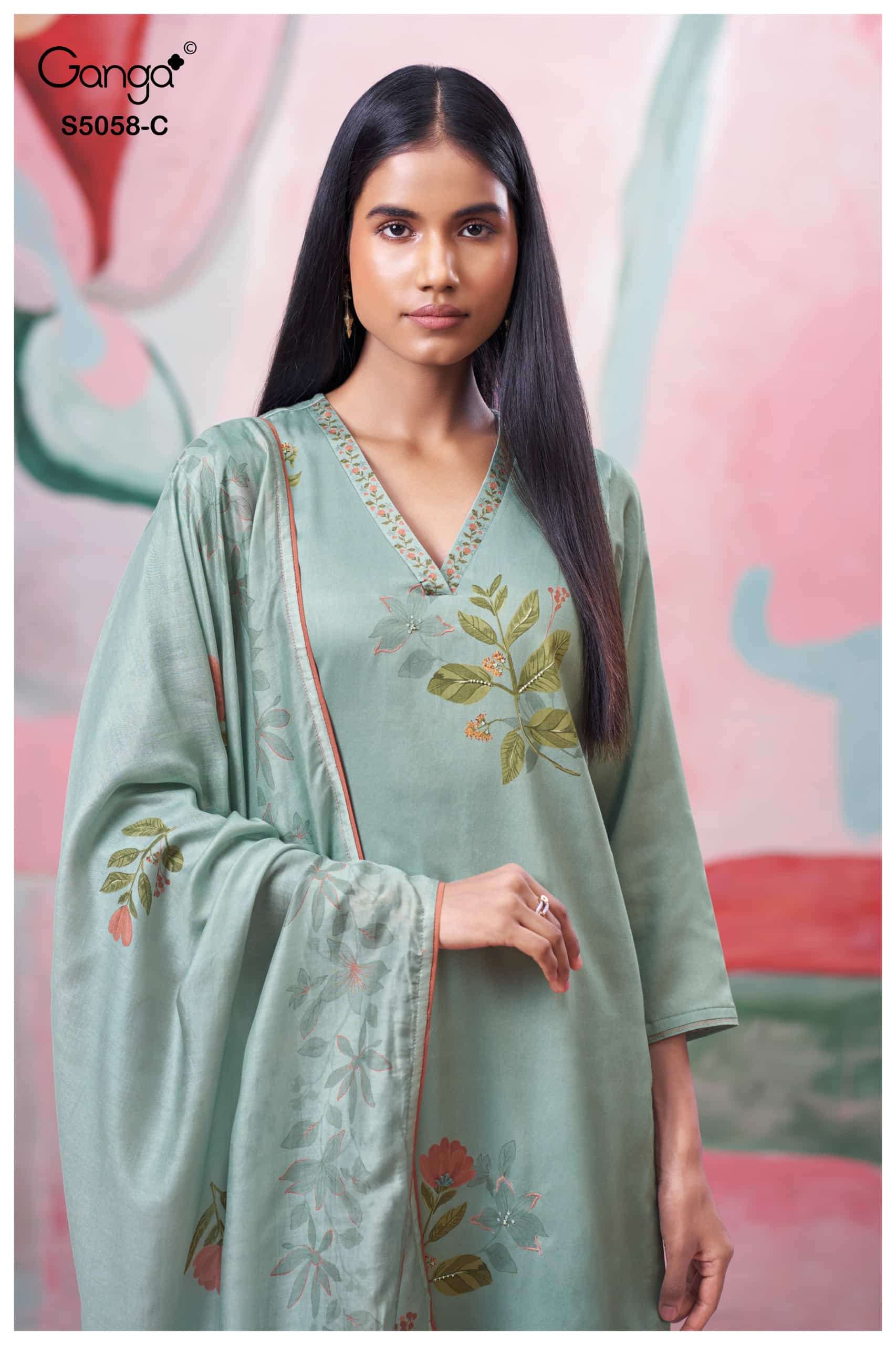 Ganga Fashion Elysia 5058 Premium Cotton Satin Dress Material