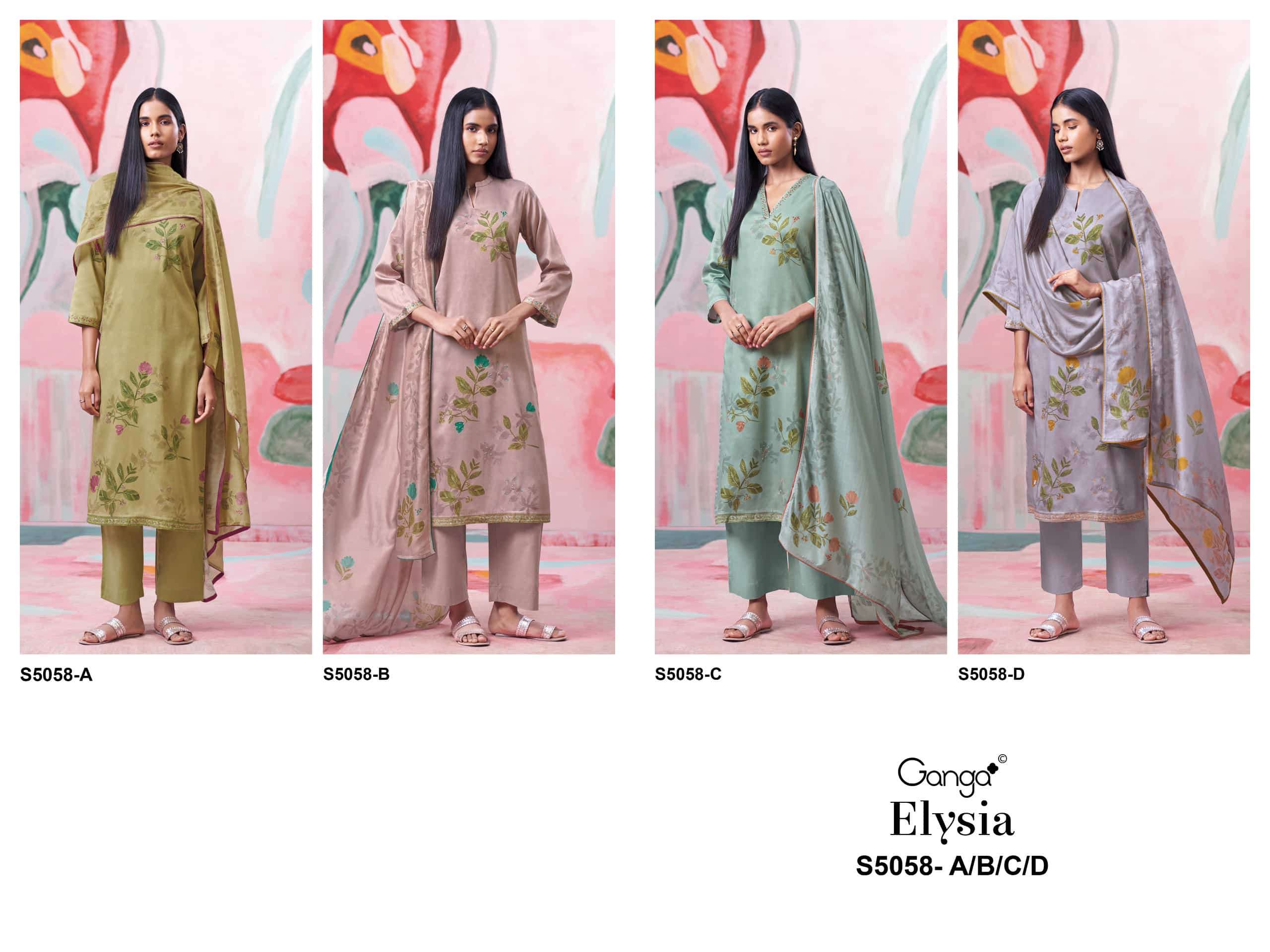 Ganga Fashion Elysia 5058 Premium Cotton Satin Dress Material