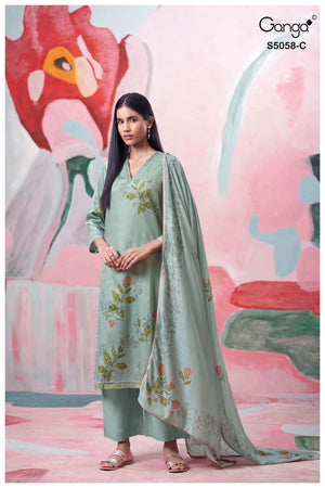 Ganga Fashion Elysia 5058 Premium Cotton Satin Dress Material