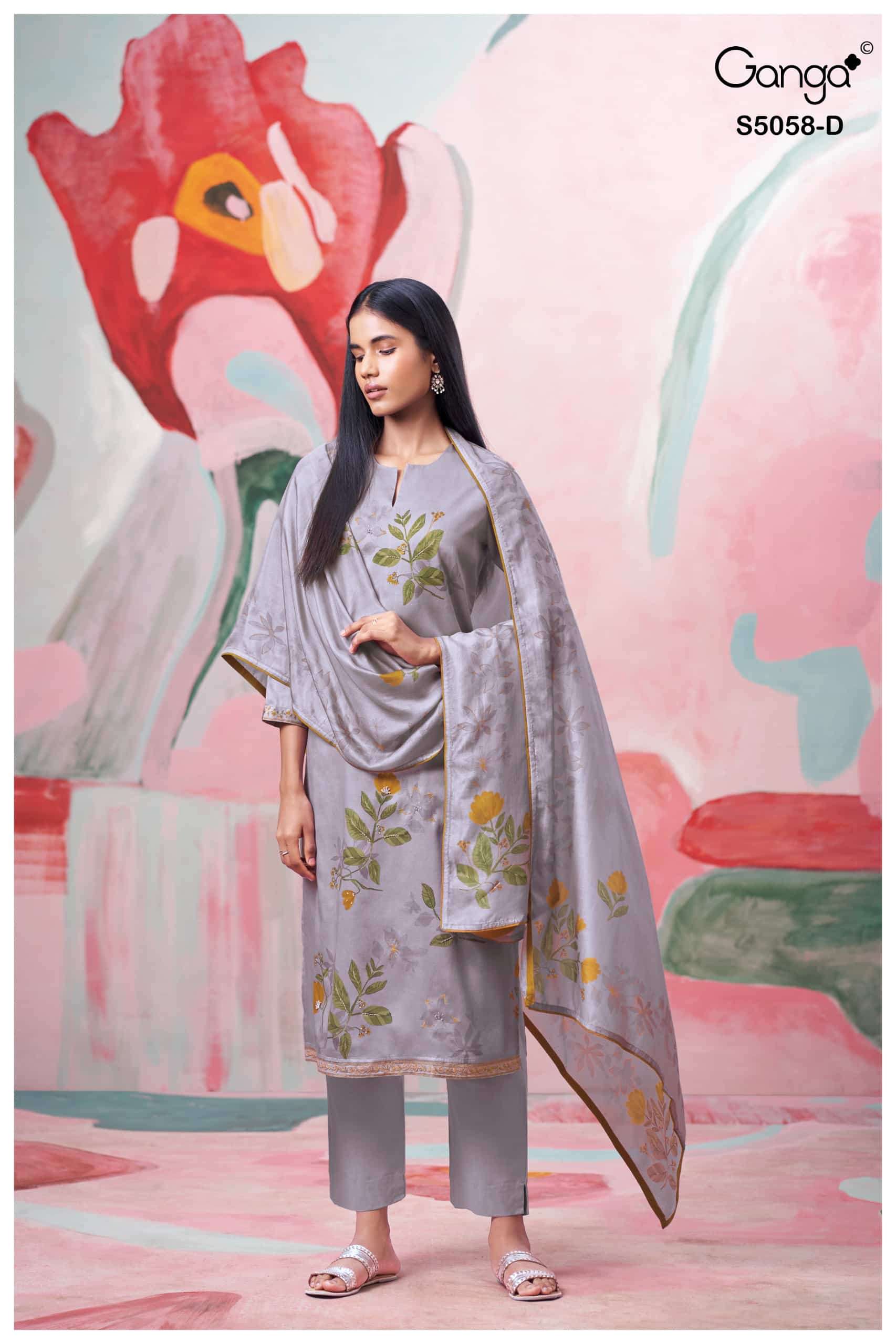Ganga Fashion Elysia 5058 Premium Cotton Satin Dress Material