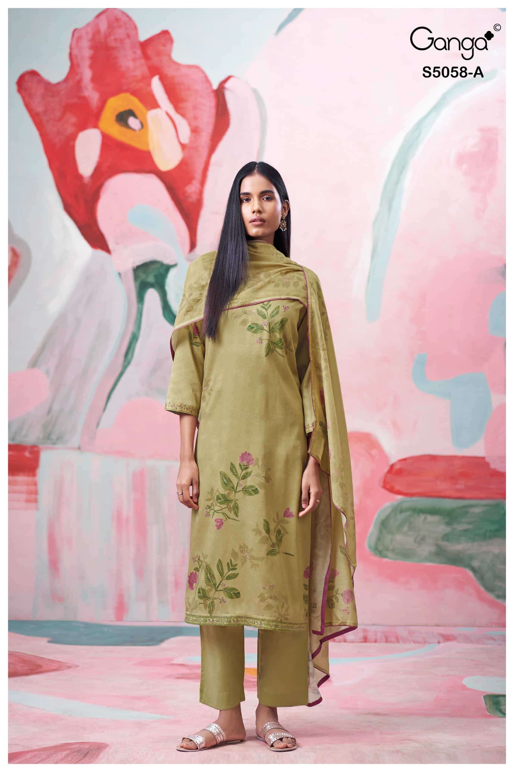 Ganga Fashion Elysia 5058 Premium Cotton Satin Dress Material