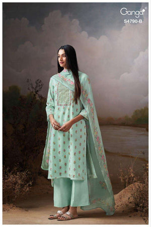 Ganga Fashion Eshmita 4790 Pure Organdy Dress Material