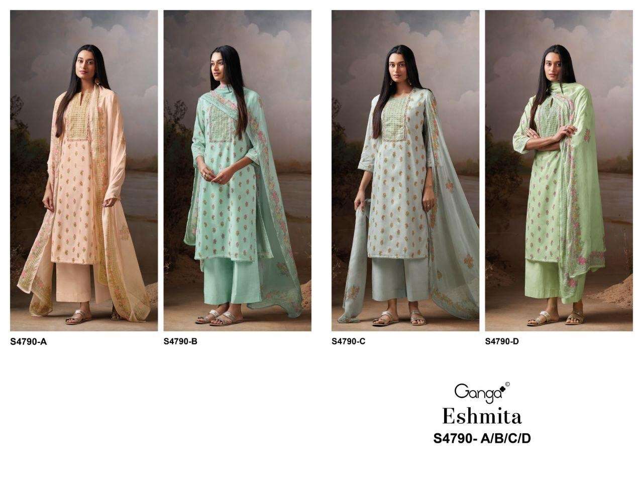 Ganga Fashion Eshmita 4790 Pure Organdy Dress Material
