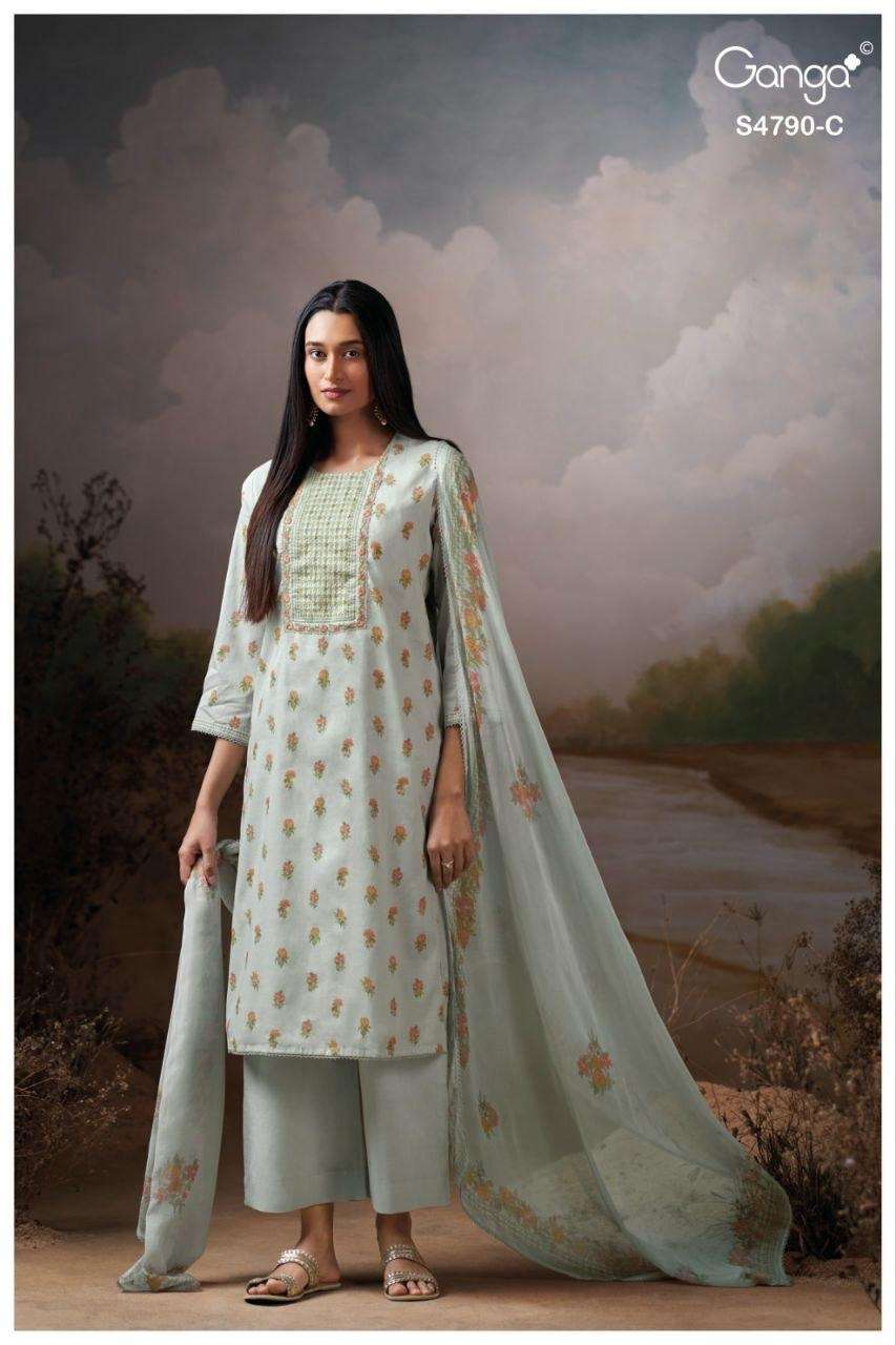 Ganga Fashion Eshmita 4790 Pure Organdy Dress Material