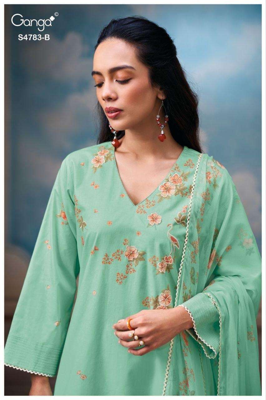 Ganga Fashion Fariyal 4783 Cotton Dress Material - Amrah Wholesale
