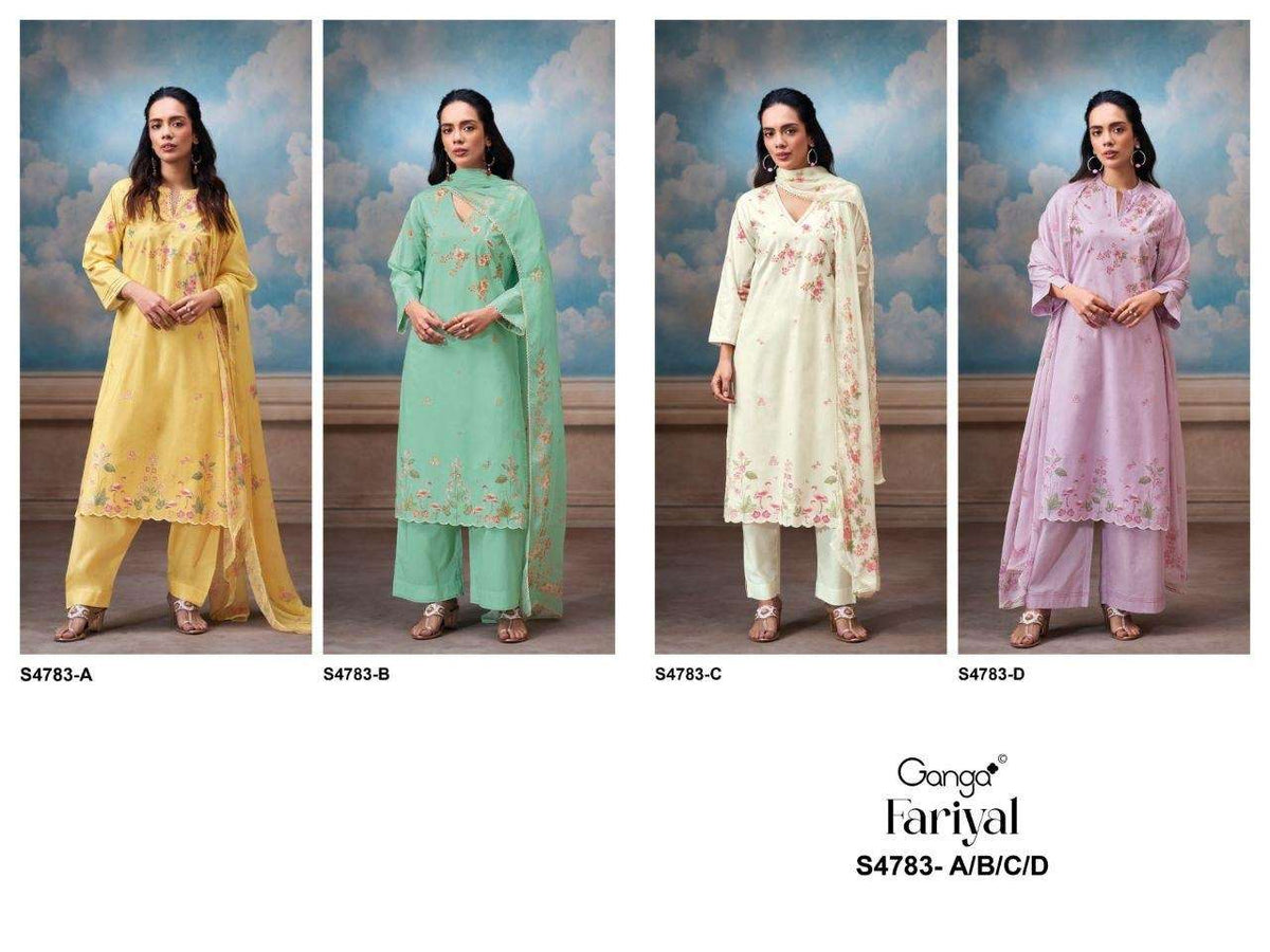 Ganga Fashion Fariyal 4783 Cotton Dress Material - Amrah Wholesale
