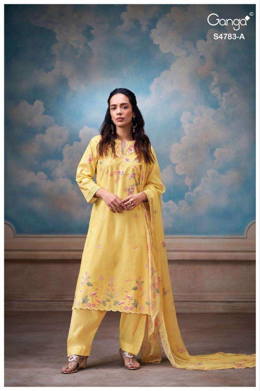 Ganga Fashion Fariyal 4783 Cotton Dress Material - Amrah Wholesale