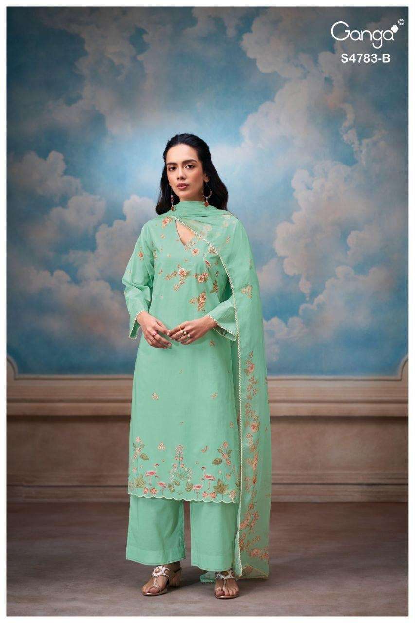 Ganga Fashion Fariyal 4783 Cotton Dress Material - Amrah Wholesale