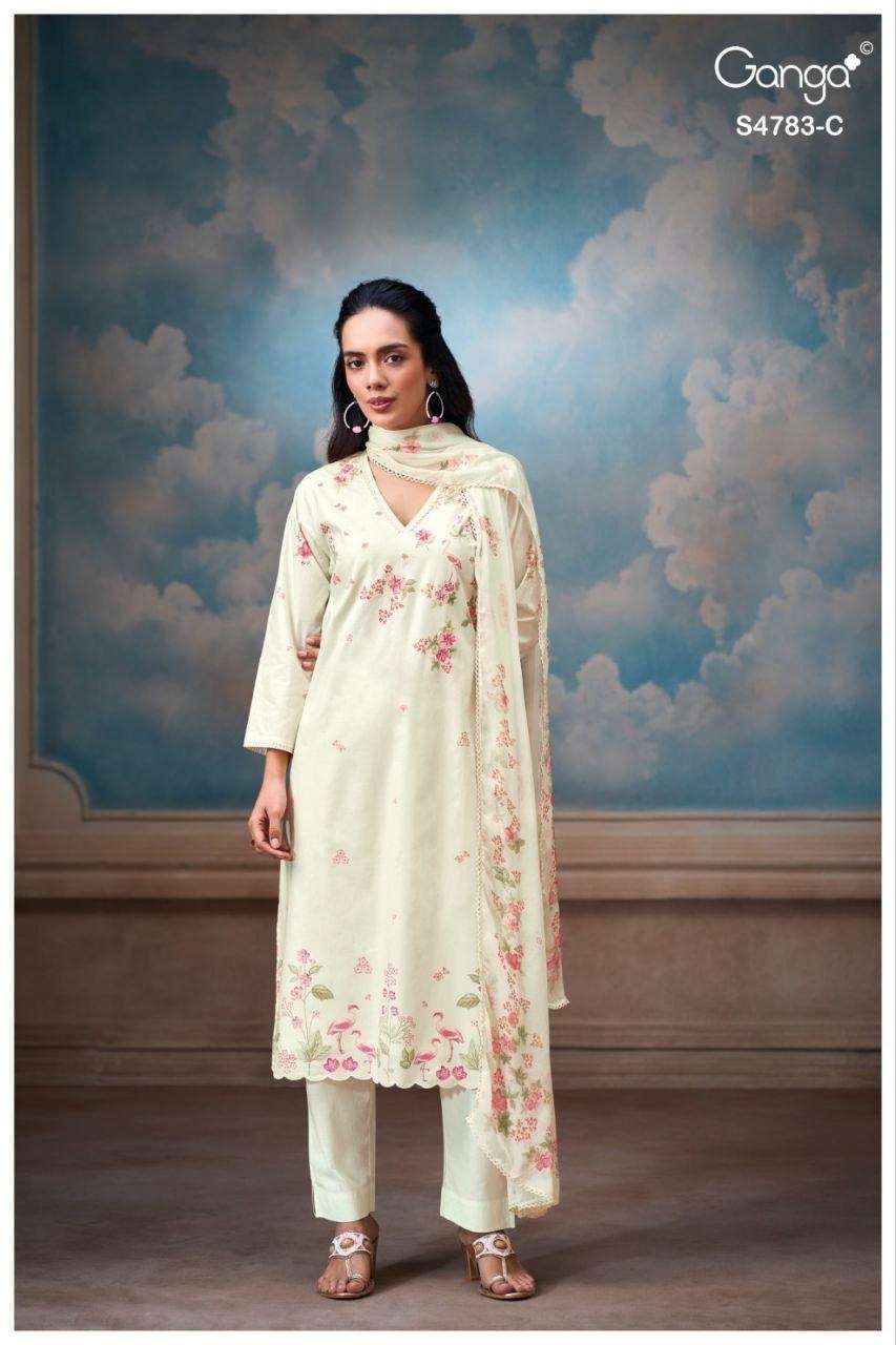 Ganga Fashion Fariyal 4783 Cotton Dress Material - Amrah Wholesale