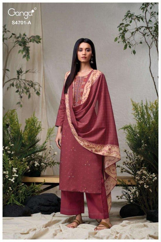 Ganga Fashion Fariyra 4701 Cotton Jacquard Dress Material - Amrah Wholesale
