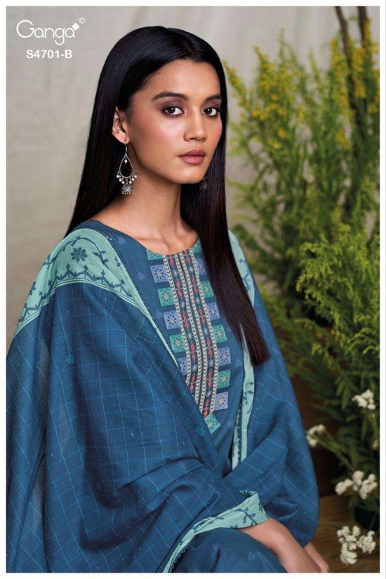 Ganga Fashion Fariyra 4701 Cotton Jacquard Dress Material - Amrah Wholesale