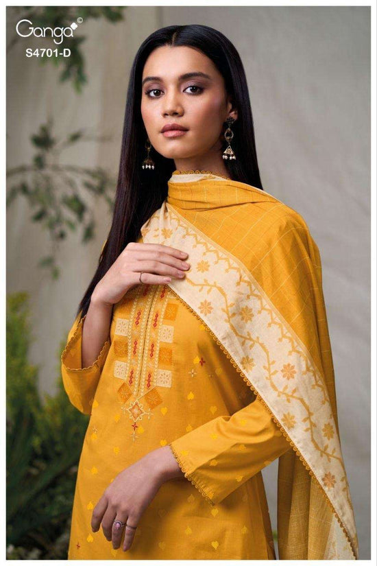 Ganga Fashion Fariyra 4701 Cotton Jacquard Dress Material - Amrah Wholesale