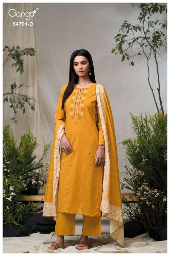 Ganga Fashion Fariyra 4701 Cotton Jacquard Dress Material - Amrah Wholesale