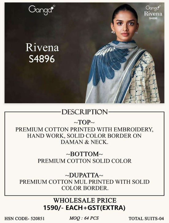 Ganga Fashion 4896 Premium Cotton Dress Material