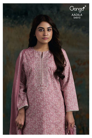 Ganga Fashion Aadila 4810 Cotton Embroidered Dress Material