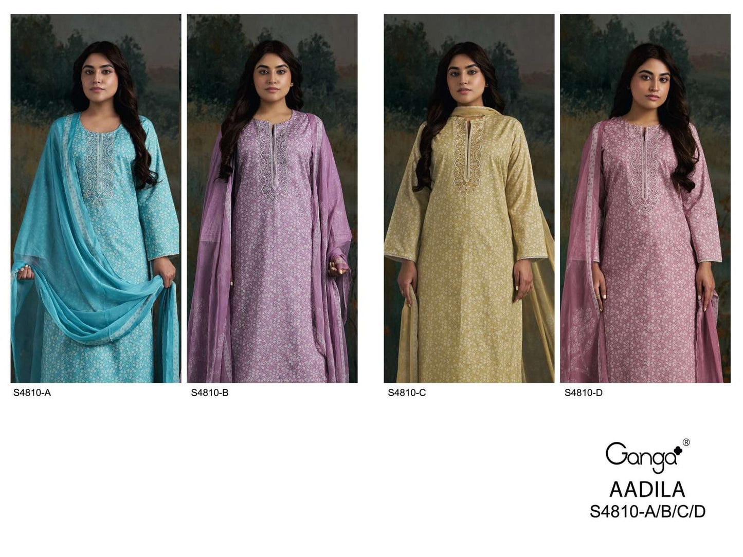 Ganga Fashion Aadila 4810 Cotton Embroidered Dress Material - Amrah Wholesale