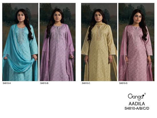 Ganga Fashion Aadila 4810 Cotton Embroidered Dress Material - Amrah Wholesale
