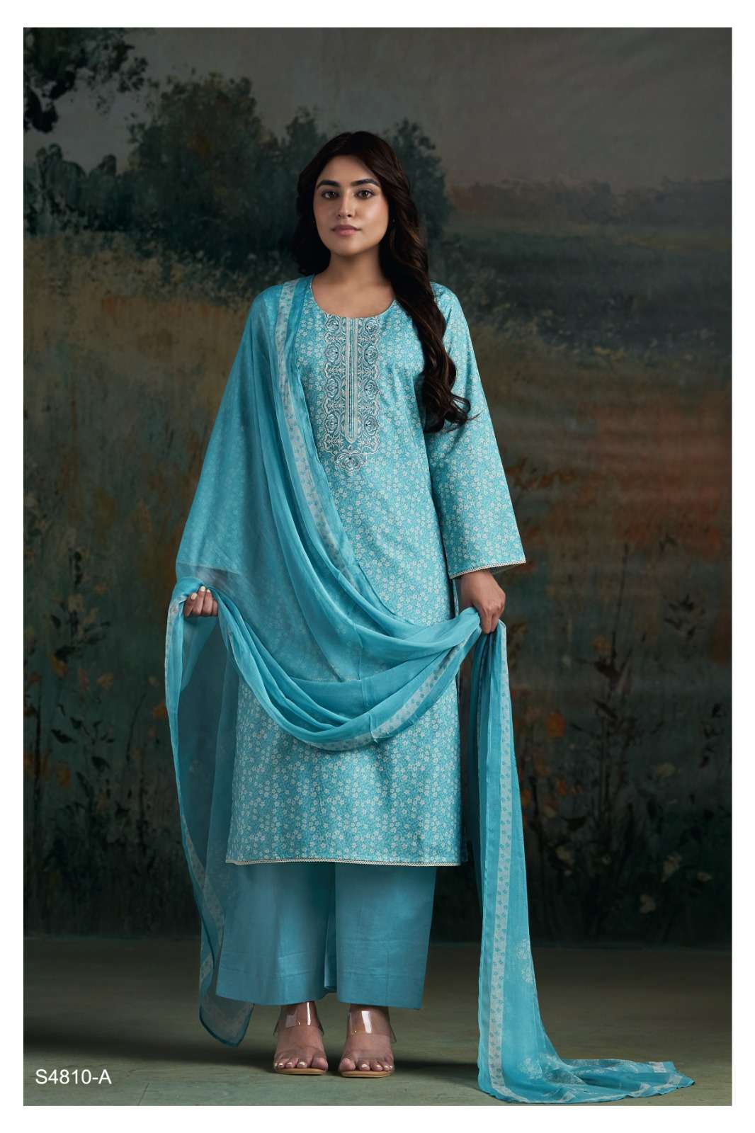 Ganga Fashion Aadila 4810 Cotton Embroidered Dress Material - Amrah Wholesale