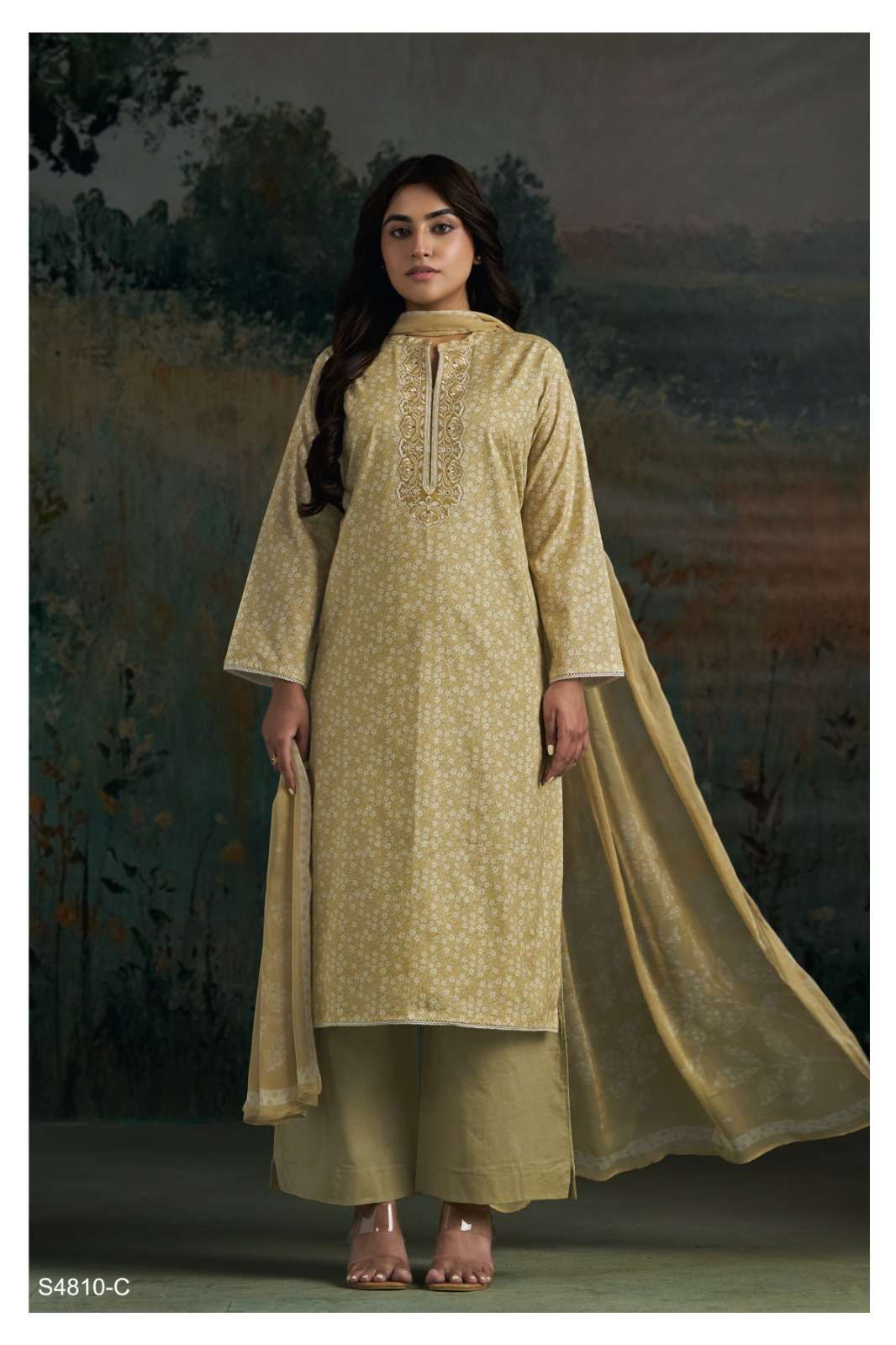 Ganga Fashion Aadila 4810 Cotton Embroidered Dress Material - Amrah Wholesale