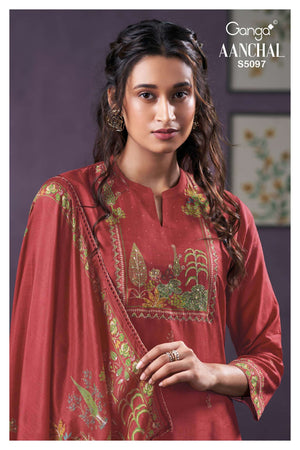 Ganga Fashion Aanchal 5097 Bemberg Silk Dress Material