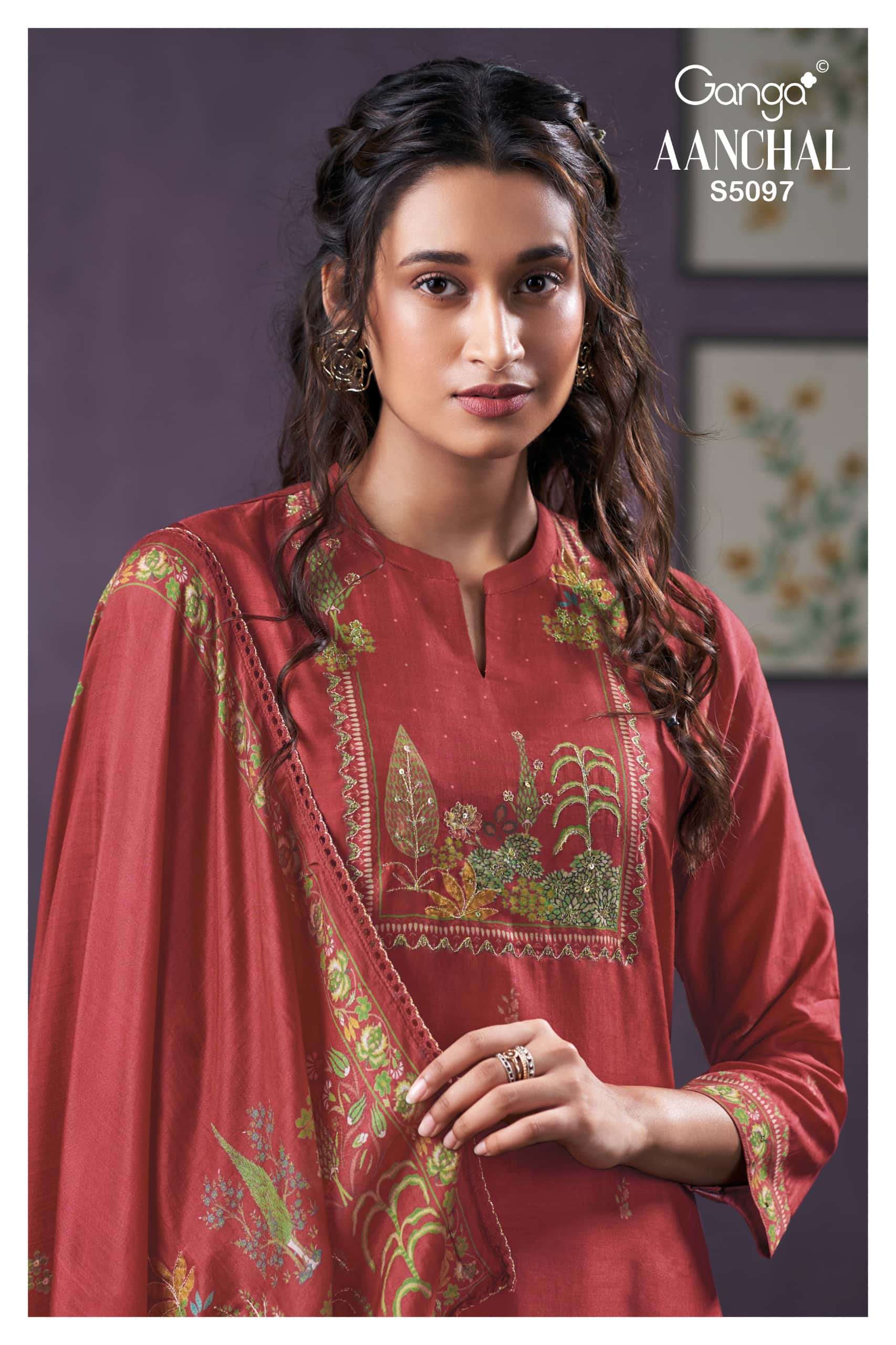 Ganga Fashion Aanchal 5097 Bemberg Silk Dress Material