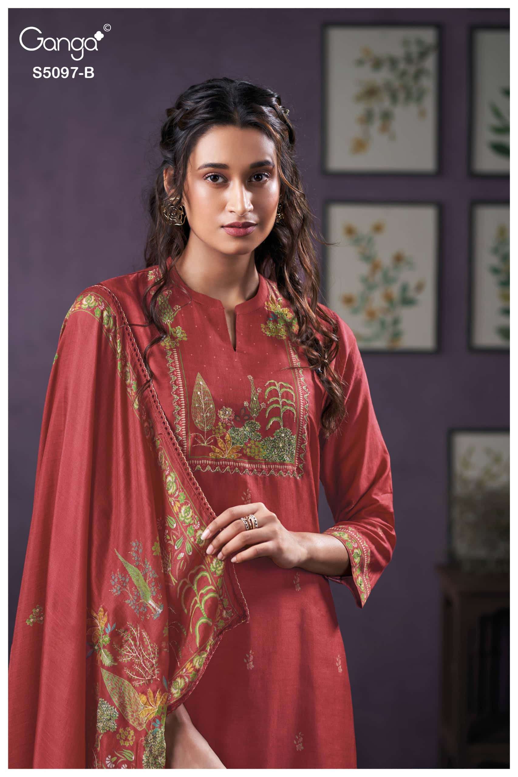 Ganga Fashion Aanchal 5097 Bemberg Silk Dress Material