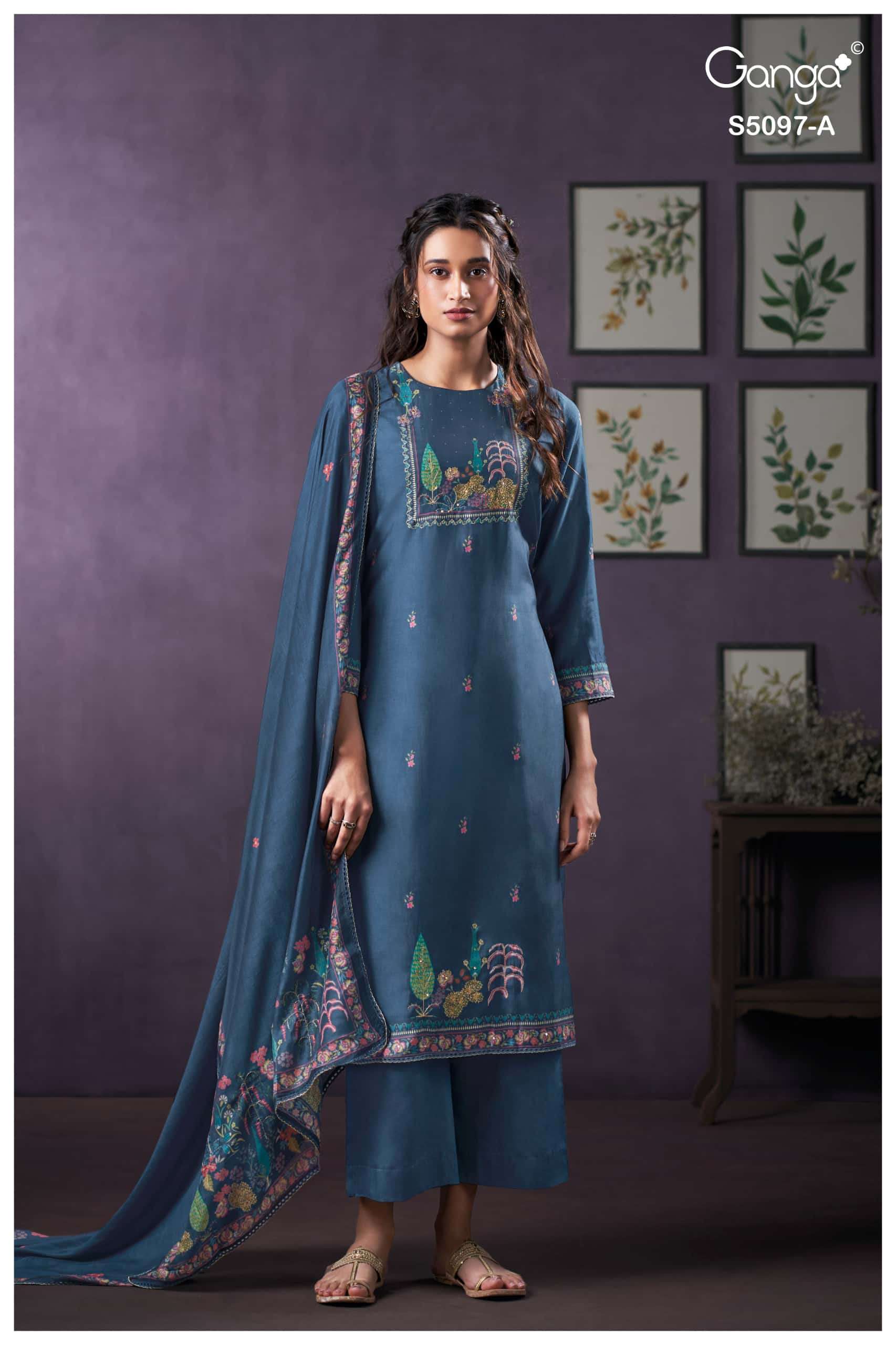 Ganga Fashion Aanchal 5097 Bemberg Silk Dress Material