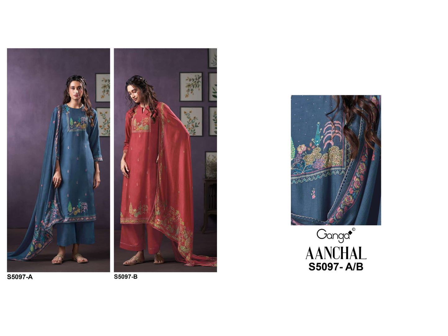 Ganga Fashion Aanchal 5097 Bemberg Silk Dress Material