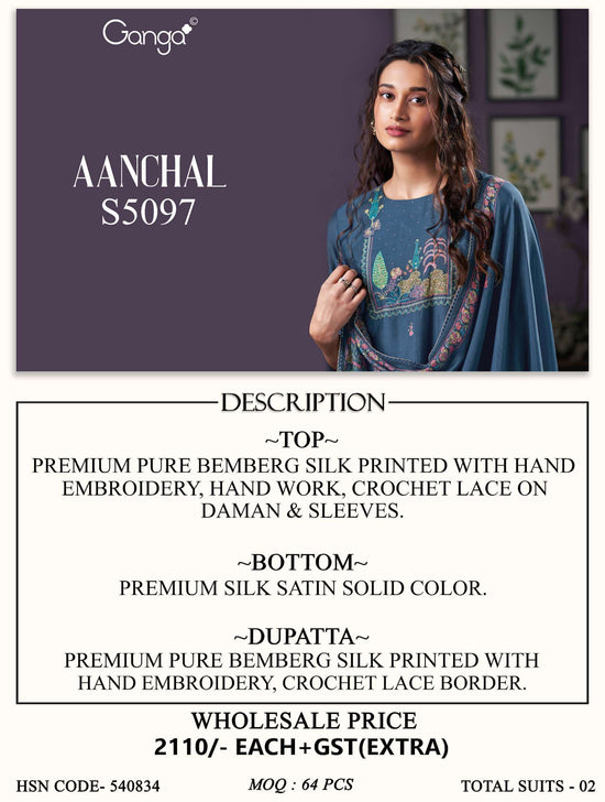 Ganga Fashion Aanchal 5097 Bemberg Silk Dress Material