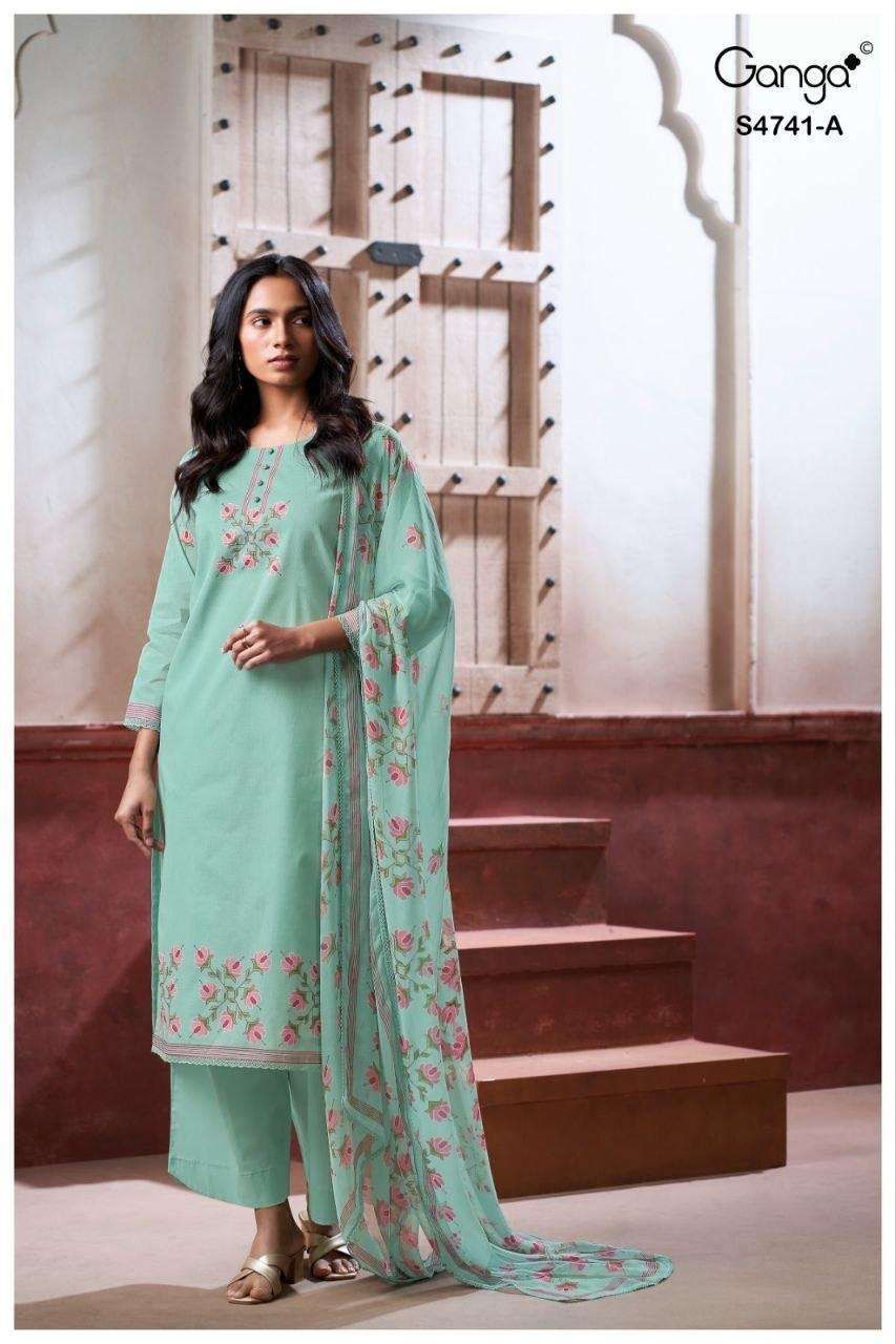 Ganga Fashion Aanshi 4741 Pure Organdy Dress Material