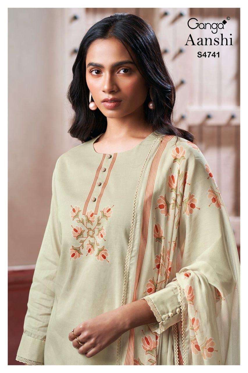 Ganga Fashion Aanshi 4741 Pure Organdy Dress Material - Amrah Wholesale