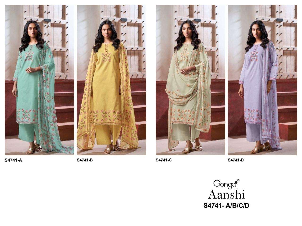 Ganga Fashion Aanshi 4741 Pure Organdy Dress Material - Amrah Wholesale