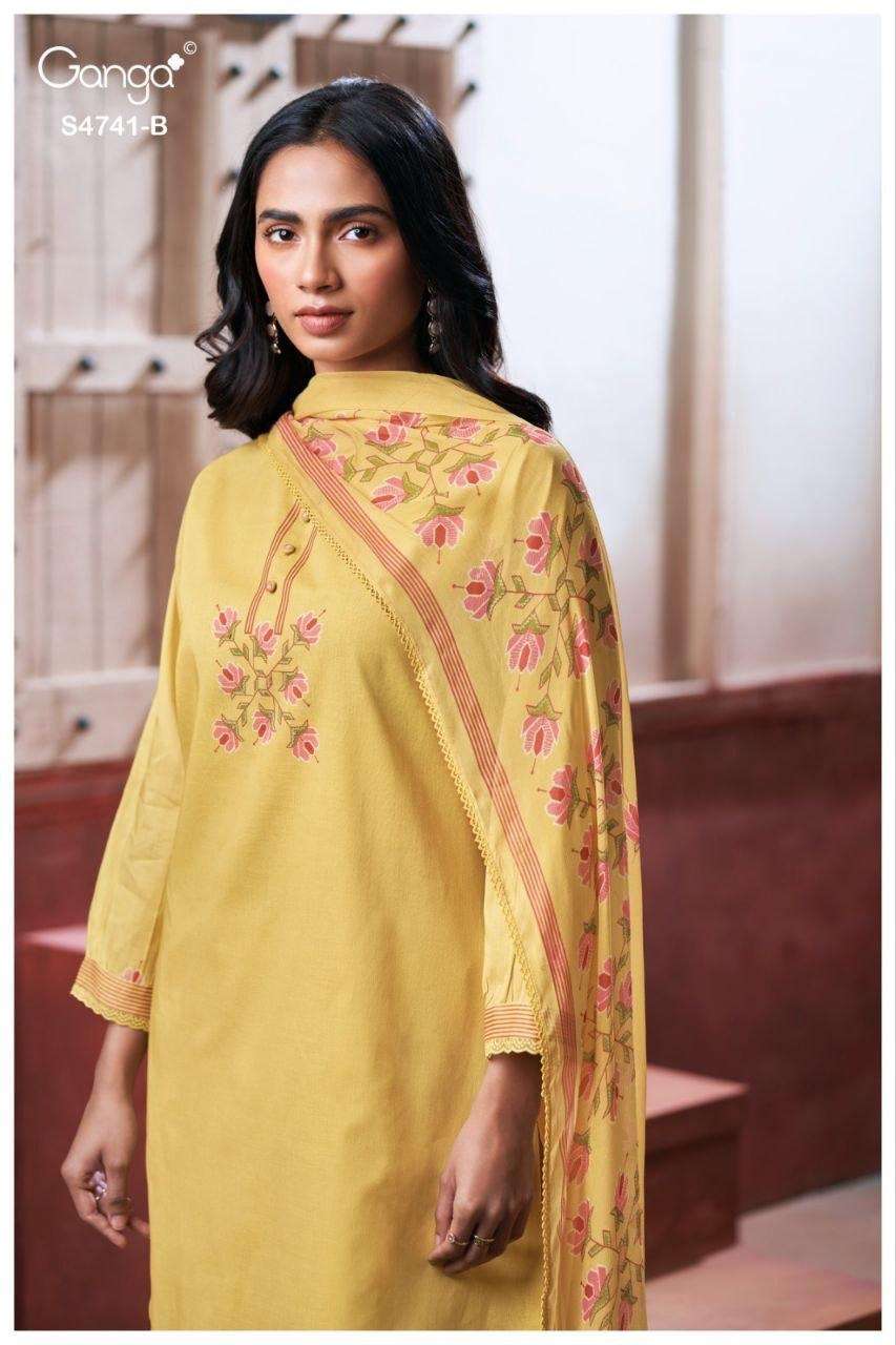 Ganga Fashion Aanshi 4741 Pure Organdy Dress Material - Amrah Wholesale