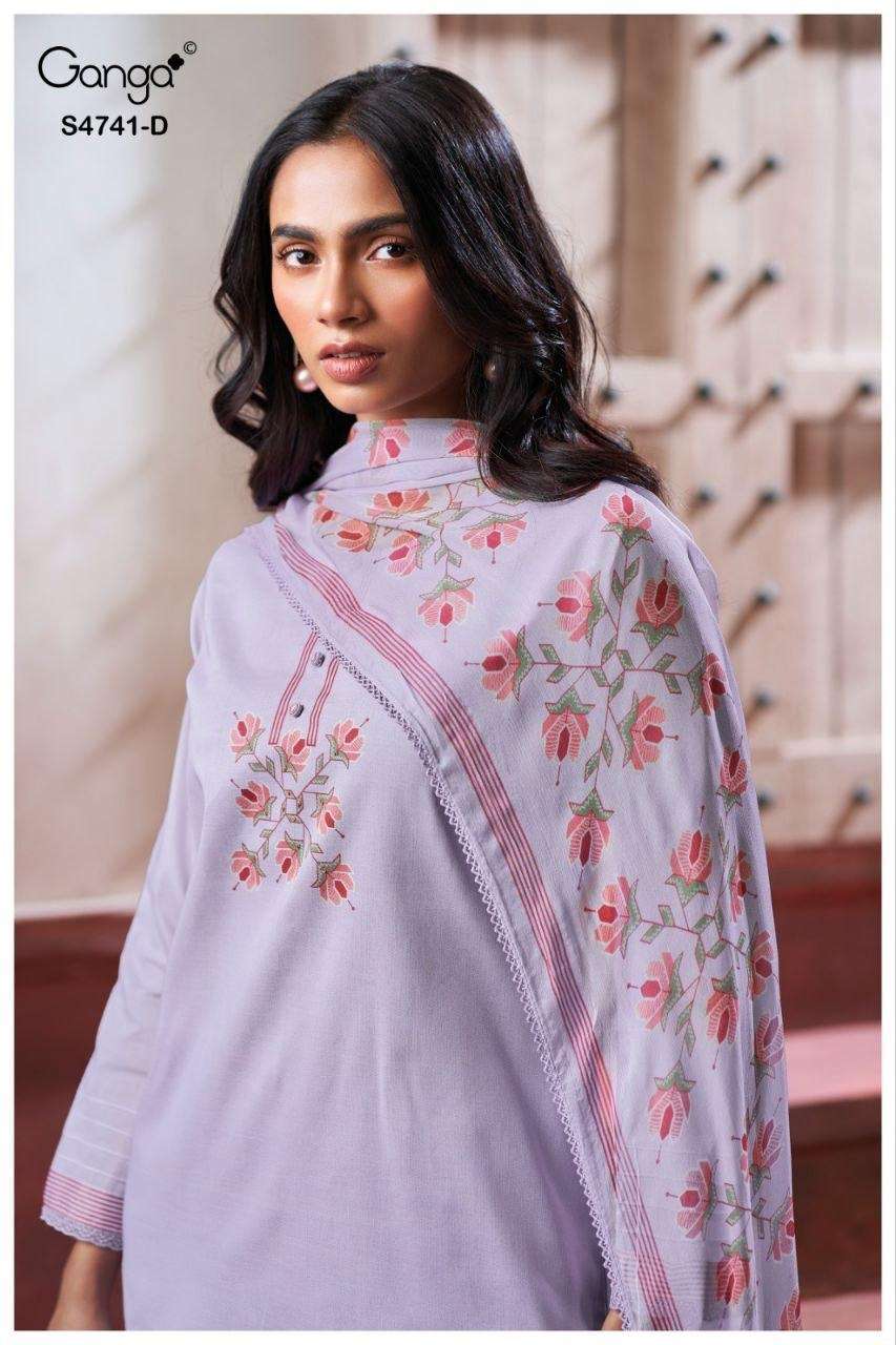 Ganga Fashion Aanshi 4741 Pure Organdy Dress Material - Amrah Wholesale
