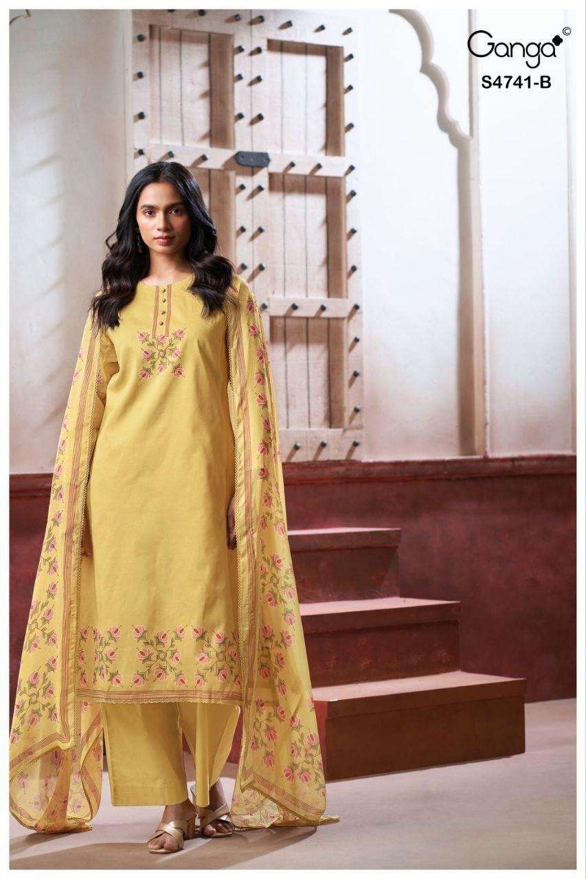 Ganga Fashion Aanshi 4741 Pure Organdy Dress Material - Amrah Wholesale