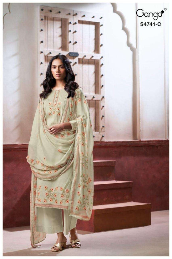 Ganga Fashion Aanshi 4741 Pure Organdy Dress Material - Amrah Wholesale
